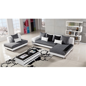 ae-l131 gray color with fabric sectional  right facing chaise