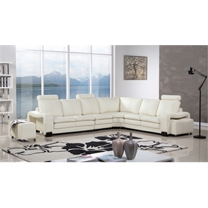 ae-l213 ivory color with faux leather sectional