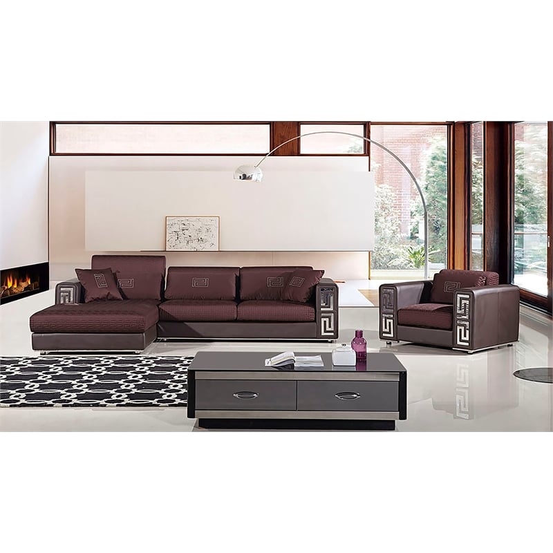 AE-L238 Burgundy (Brown) Color Fabric Sectional Left Facing Chaise