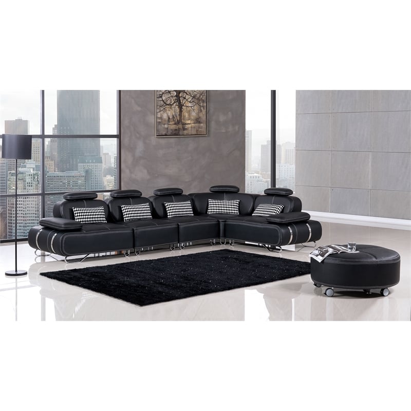 AE-L607 Black Color With Faux Leather Sectional