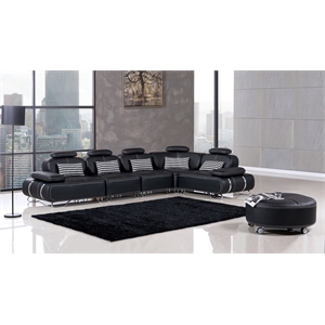 ae-l607 black color with faux leather sectional