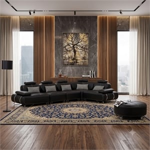 AE-L607 Black Color With Faux Leather Sectional
