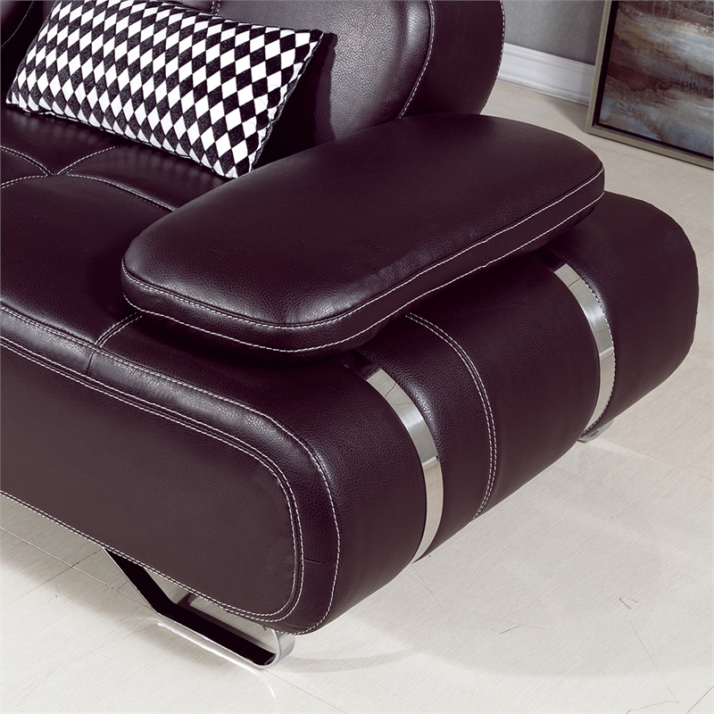 AE-L607 Dark Chocolate (Brown) Color With Faux Leather Sectional
