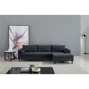 ae-ld826l dark gray color with velvet right facing chaise sectional