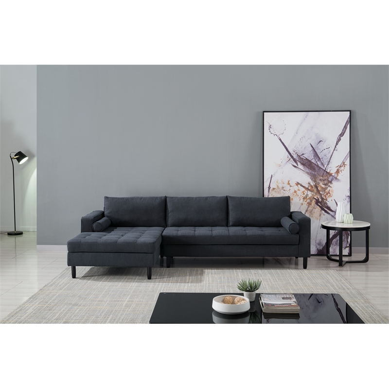 AE-LD826R Dark Gray Color With Velvet Left Facing Chaise Sectional