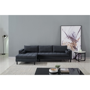 ae-ld826r dark gray color with velvet left facing chaise sectional