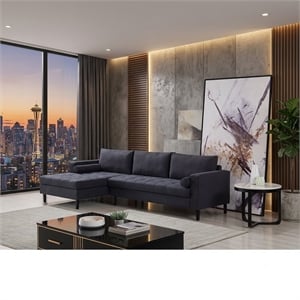 AE-LD826R Dark Gray Color With Velvet Left Facing Chaise Sectional