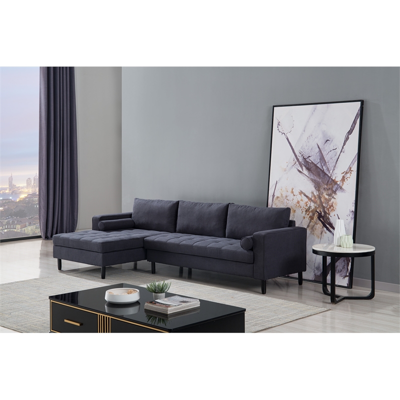 AE-LD826R Dark Gray Color With Velvet Left Facing Chaise Sectional