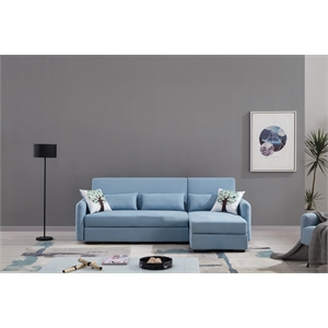 ae-ld828l light blue color with velvet right facing chaise sectional