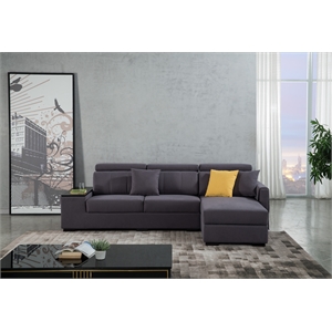 ae-ld829l purple gray color with velvet right facing chaise sectional