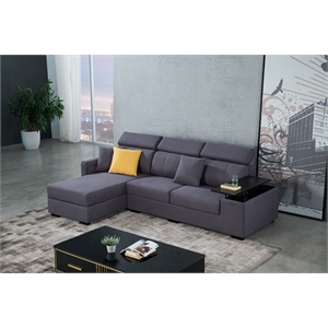 ae-ld829r purple gray color with velvet left facing chaise with sectional