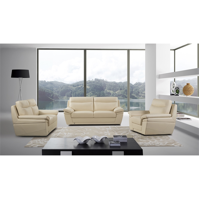 EK092 Cream Color With Italian Leather Sofa