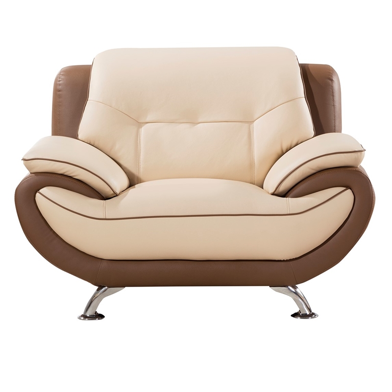 EK9600 Cream and Taupe Color With Faux Leather Chair