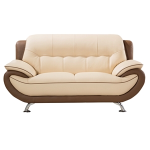ek9600 cream and taupe color with faux leather loveseat