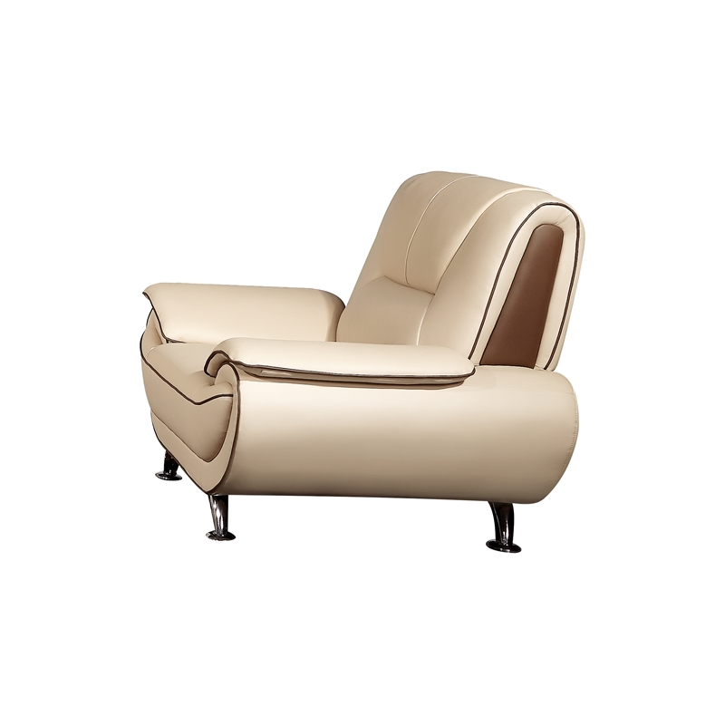 EK9608 Cream and Taupe Color With Faux Leather Chair