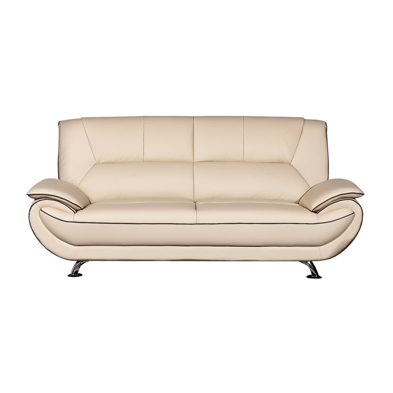 EK9608 Cream and Taupe Color With Genuine Leather Sofa