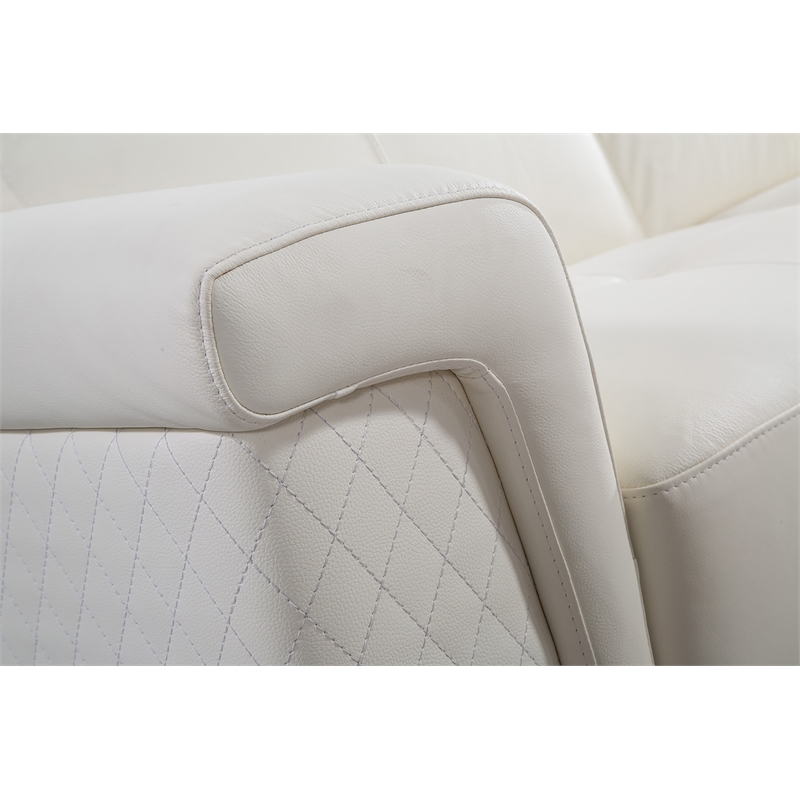 EK-L095 White Color With Italian Leather 4-piece Sectional and 1 console