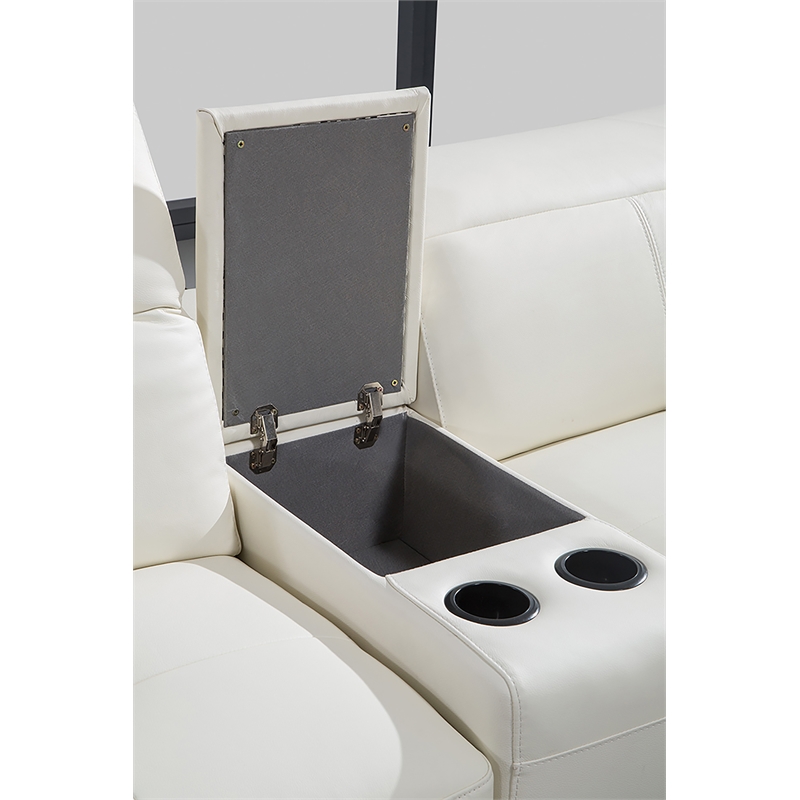 EK-L095 White Color With Italian Leather 4-piece Sectional and 1 console