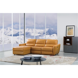 ek-l8001r top grain leather yellow color with sectional left facing chaise
