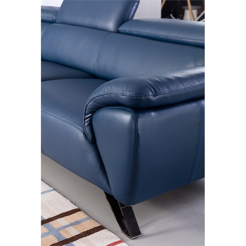 EK-L8002M Navy Blue Color With Italian Top Grain Leather Sectional