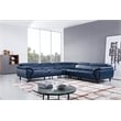 EK-L8002M Navy Blue Color With Italian Top Grain Leather Sectional