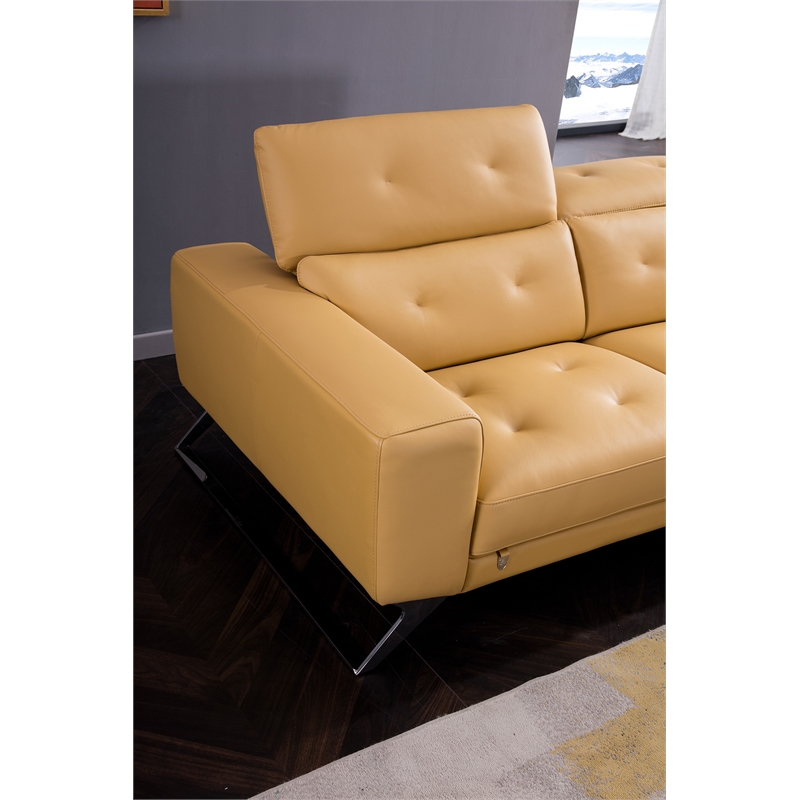 EK-L8007 Yellow Color Italian Top-grain Leather Sectional Right Facing Chaise