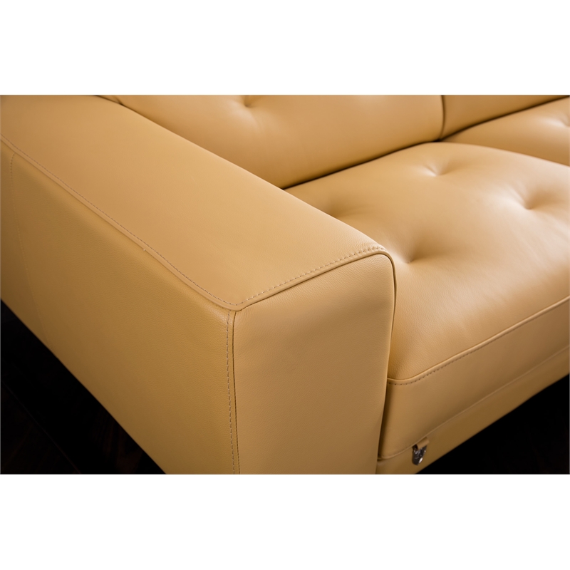 EK-L8007 Yellow Color Italian Top-grain Leather Sectional Right Facing Chaise