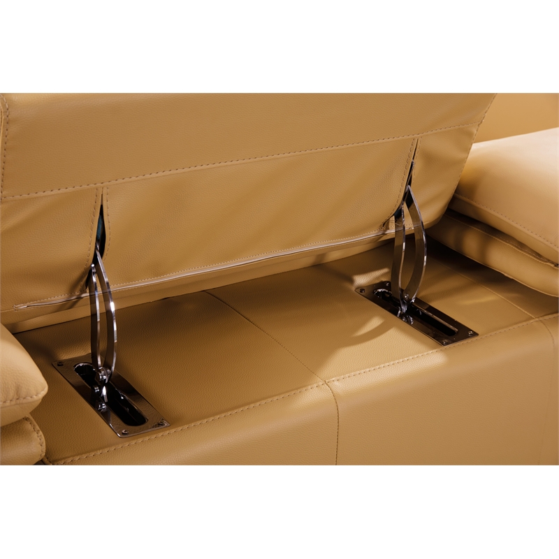 EK-L8007 Yellow Color Italian Top-grain Leather Sectional Right Facing Chaise