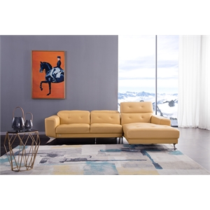 ek-l8007 yellow color italian top-grain leather sectional right facing chaise