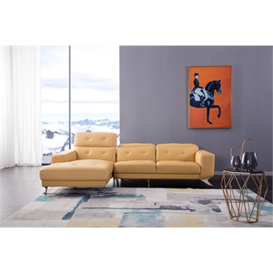 ek-l8007 yellow italian top-grain leather sectional left facing chaise