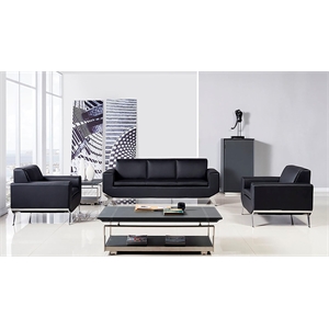 sf165 black color with genuine leather conference sofa set