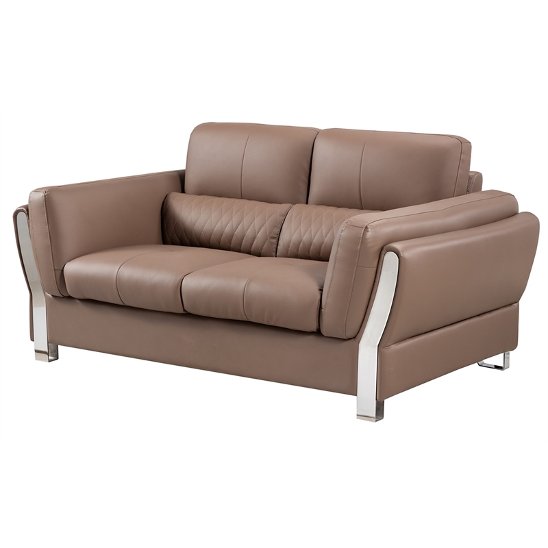AE690 Taupe (Brown) Color With Microfiber Leather Loveseat