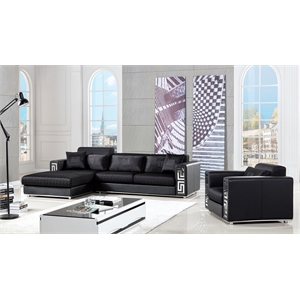 ae-l238 black color with fabric sectional left facing chaise
