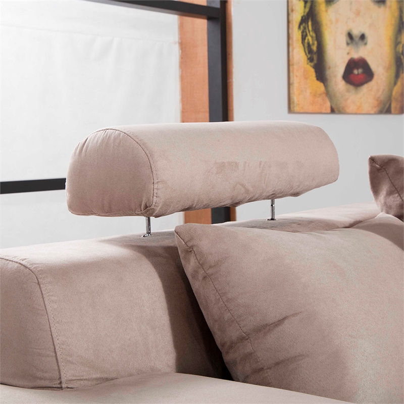 AE-L382 Light Brown Color With Microfiber Sectional Right Facing Chaise