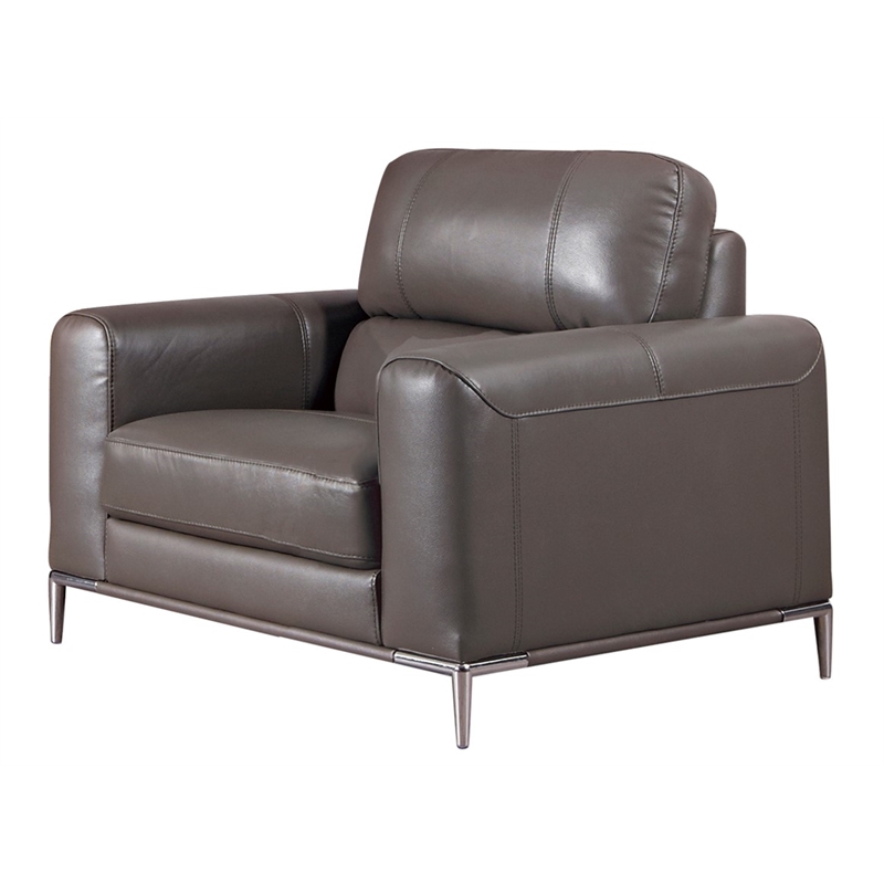 EK016 Taupe (Brown) Color With Italian Leather Chair