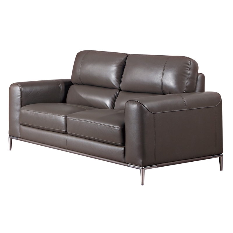 EK016 Taupe (Brown) Color With Italian Leather Loveseat
