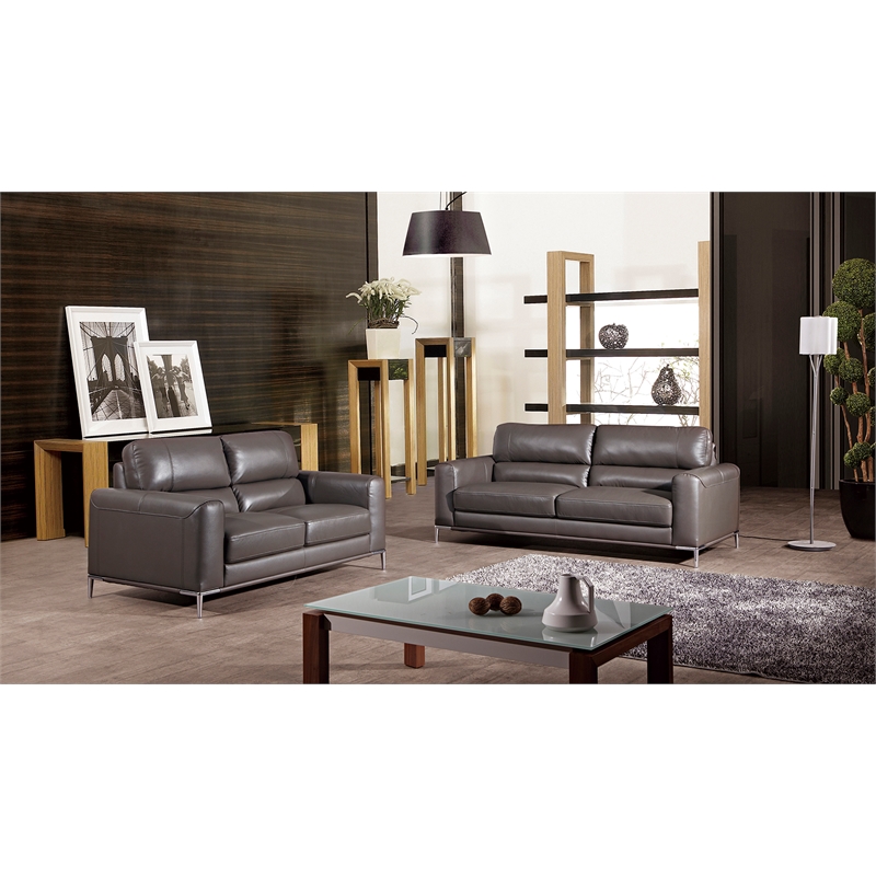 EK016 Taupe (Brown) Color With Italian Leather Loveseat