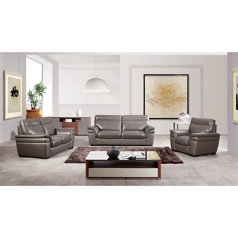 EK020 Taupe (Brown) Color With Italian Leather Loveseat