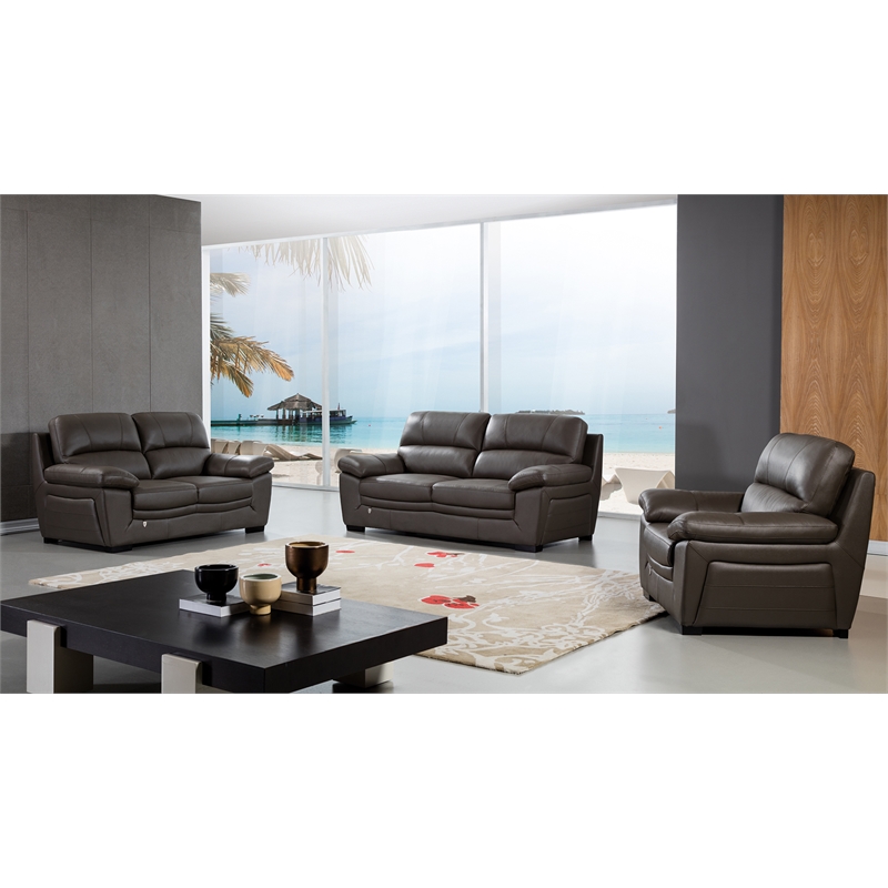 EK045 Taupe (Brown) Color With Italian Leather Sofa