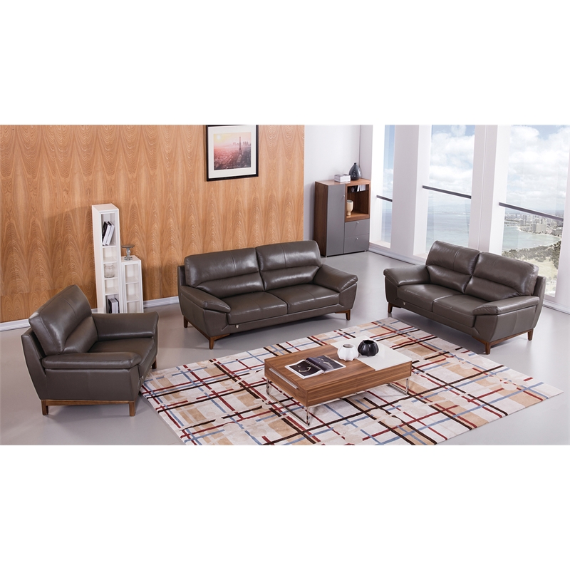 EK080 Taupe (Brown) Color With Italian Leather Sofa