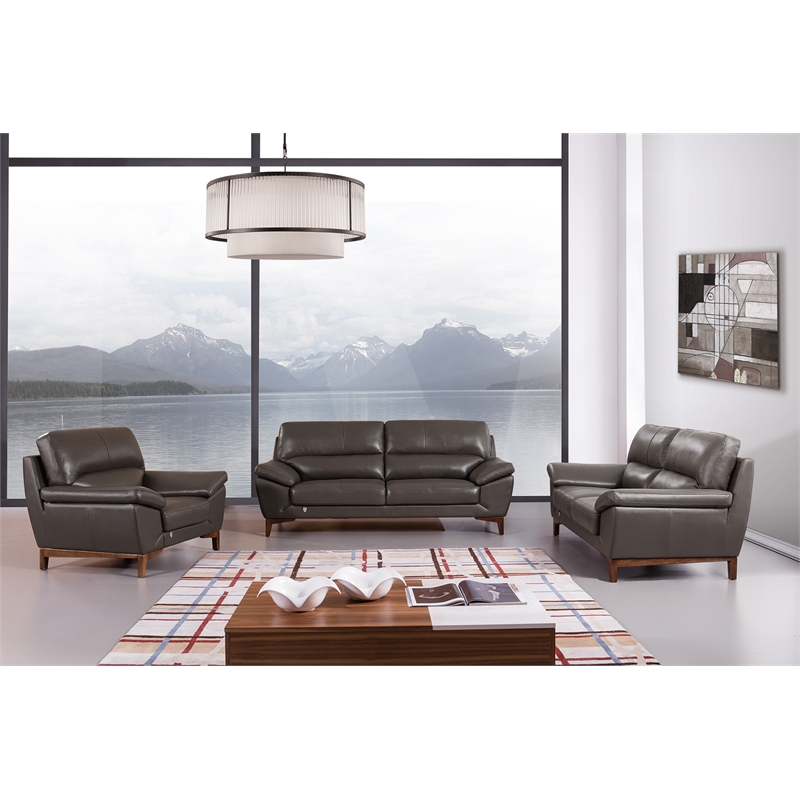 EK080 Taupe (Brown) Color With Italian Leather Sofa