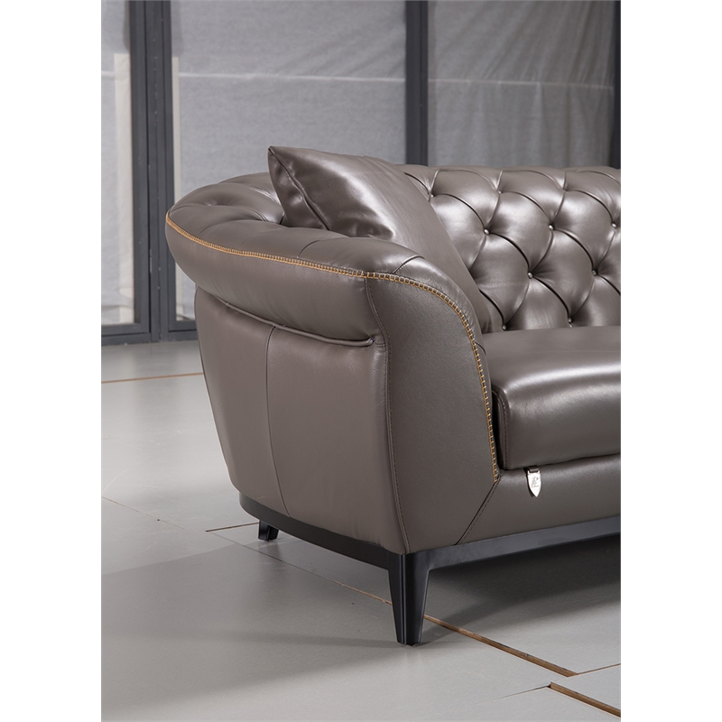 EK093 Taupe (Brown) Color With Full Italian Aniline Leather Loveseat