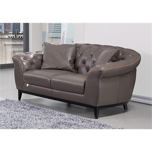 ek093 taupe (brown) color with full italian aniline leather loveseat