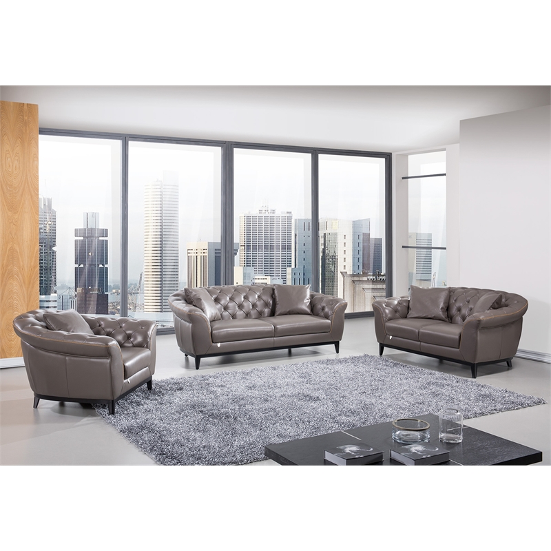 EK093 Taupe (Brown) Color With Full Italian Aniline Leather Sofa
