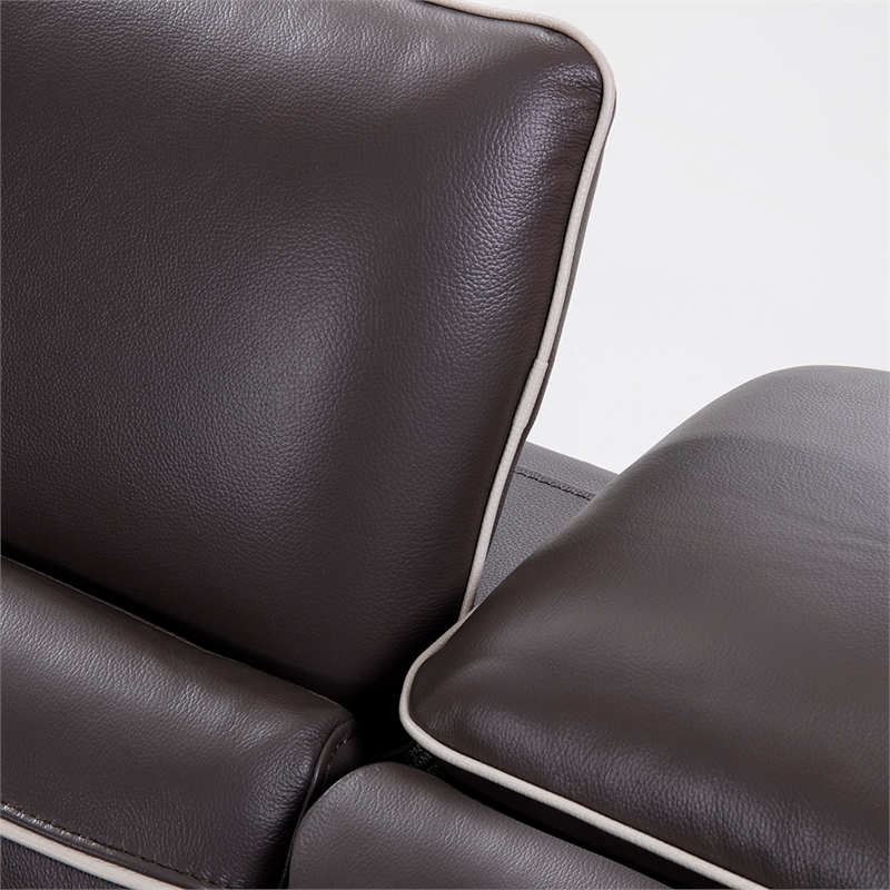 EK-L040 Taupe (Brown) Color With Italian Leather Sectional Right Facing Chaise