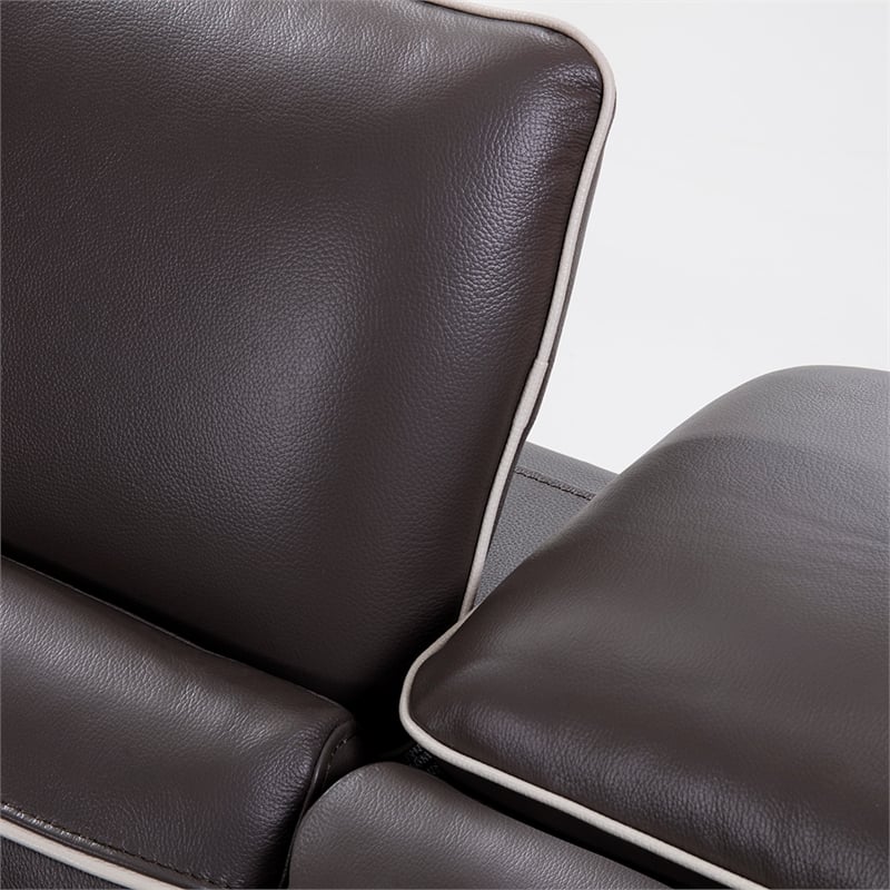 EK-L040 Taupe (Brown) Color With Italian Leather Sectional Left Facing Chaise