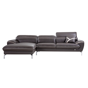 ek-l040 taupe (brown) color with italian leather sectional left facing chaise