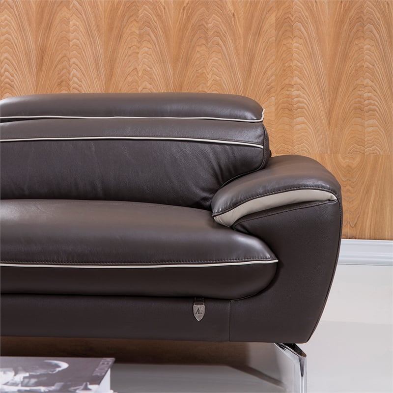 EK-L040 Taupe (Brown) Color With Italian Leather Sectional Left Facing Chaise