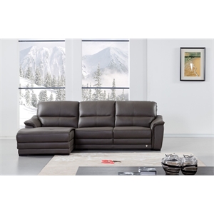 ek-l046 taupe (brown) color with italian leather sectional left facing chaise