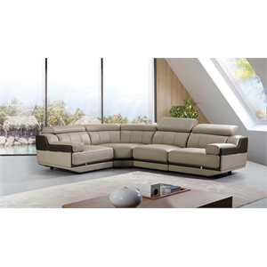 ek-l047 olive gray color with italian leather sectional